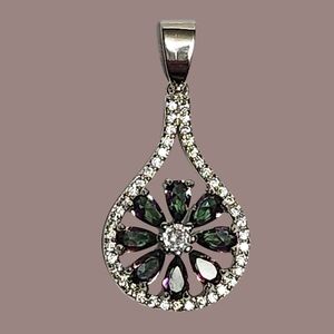Mystic Topaz Sterling Silver  Flower Pendant 1.25"